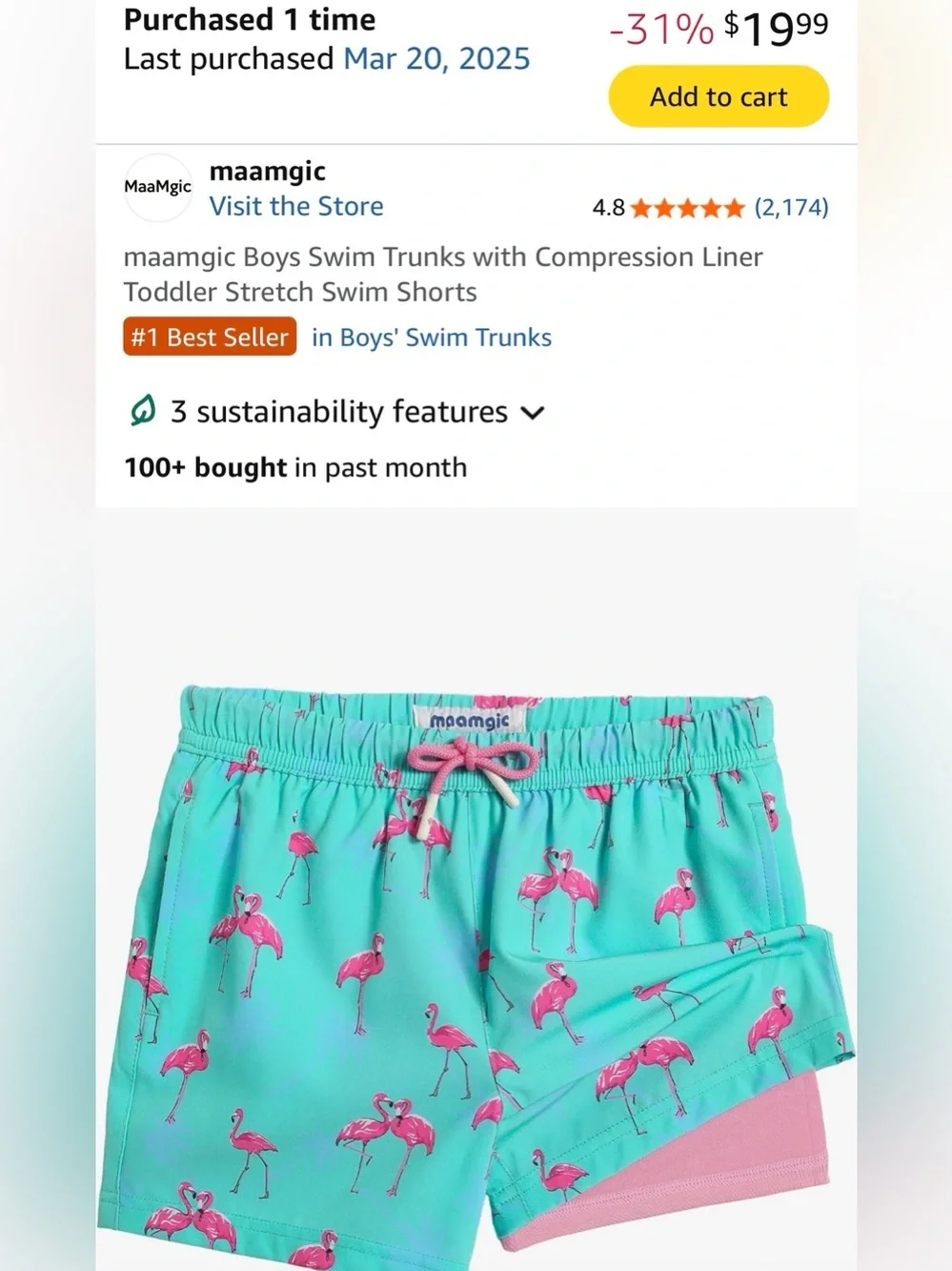 Flamingo Swim Trunks Sz 4